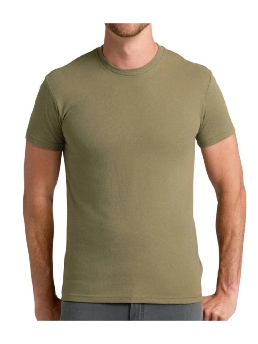 NWT True Classic Men's M Green T-Shirt Olive Cotton Blend Crew Neck